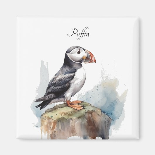 Puffin op een Rock Waterverf, op maat Magneet (Voorkant)