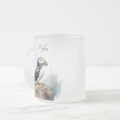 Puffin op een Rock Waterverf, op maat Matglas Koffiemok (Voorkant links)