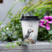 Puffin op een Rock Waterverf, op maat Papieren Bekers