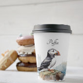 Puffin op een Rock Waterverf, op maat Papieren Bekers