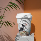 Puffin op een Rock Waterverf, op maat Papieren Bekers