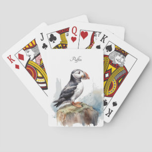 Puffin op een Rock Waterverf, op maat Pokerkaarten
