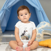 Puffin op een Rock Waterverf, op maat Romper