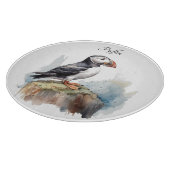 Puffin op een Rock Waterverf, op maat Snijplank (Hoek)
