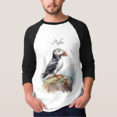 Puffin op een Rock Waterverf, op maat T-shirt (Voorkant)