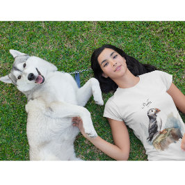 Puffin op een Rock Waterverf, op maat T-shirt