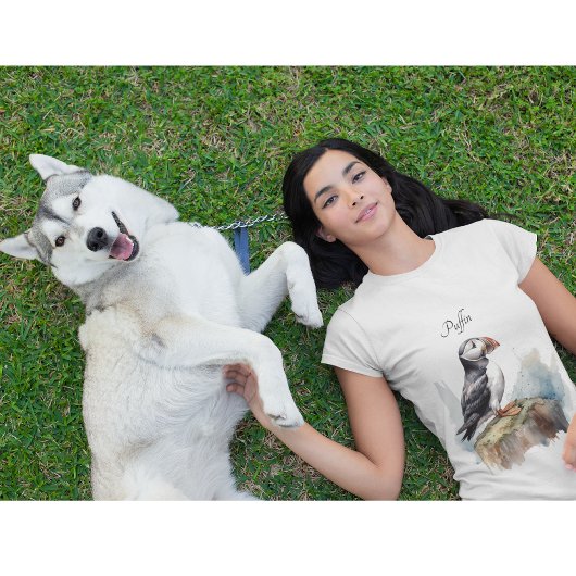 Puffin op een Rock Waterverf, op maat T-shirt