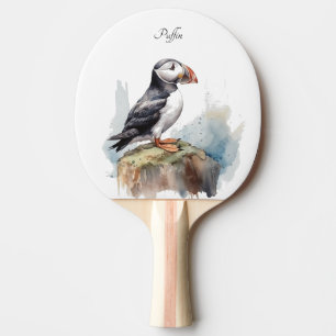 Puffin op een Rock Waterverf, op maat Tafeltennisbatje