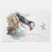 Puffin op een Rock Waterverf, op maat Theedoek (Horizontaal)