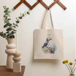 Puffin op een Rock Waterverf, op maat Tote Bag