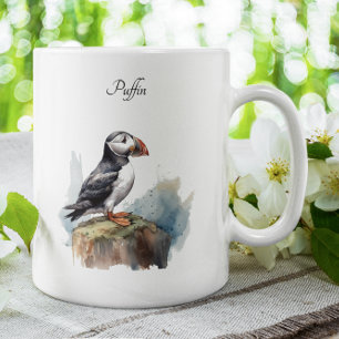 Puffin op een Rock Waterverf, op maat Tweekleurige Koffiemok