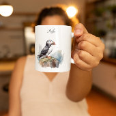 Puffin op een Rock Waterverf, op maat Tweekleurige Koffiemok