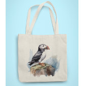 Puffin op een Rock Waterverf Tote Bag