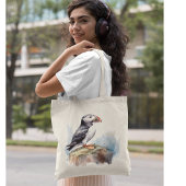 Puffin op een Rock Waterverf Tote Bag