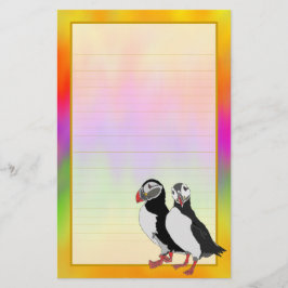 Puffin Pair Colorful Aurora Fine Lond Stationery Briefpapier