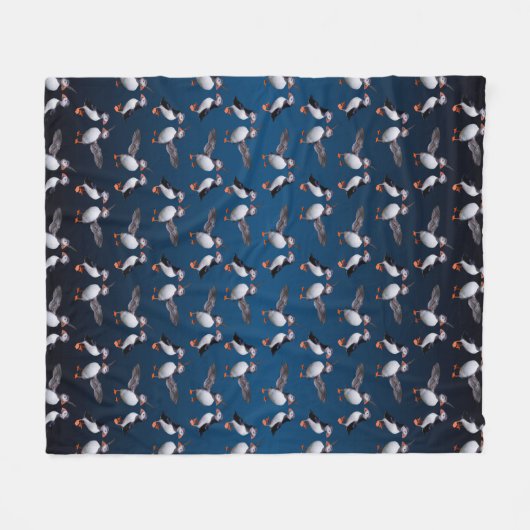 Puffin Pals Fleece Blanket (Donkerblauwe mix) Deken (Voorkant (Horizontaal))