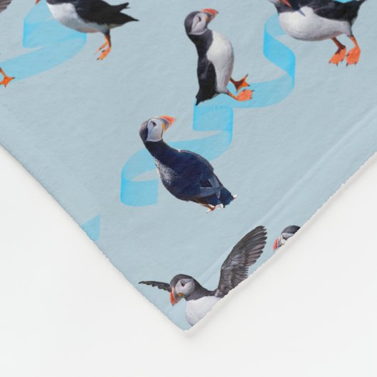 Puffin Party Fleece Blanket (lichtblauw) (Hoek)