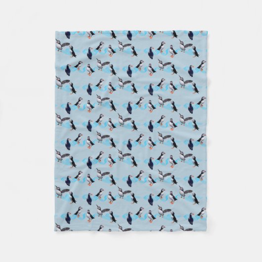 Puffin Party Fleece Blanket (lichtblauw) (Voorkant)