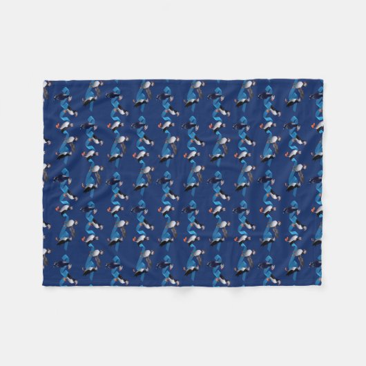 Puffin Party Fleece Blanket (marine) (Voorkant (Horizontaal))