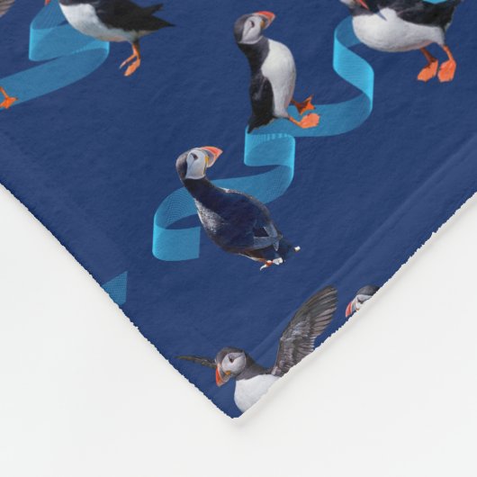 Puffin Party Fleece Blanket (marine) (Hoek)
