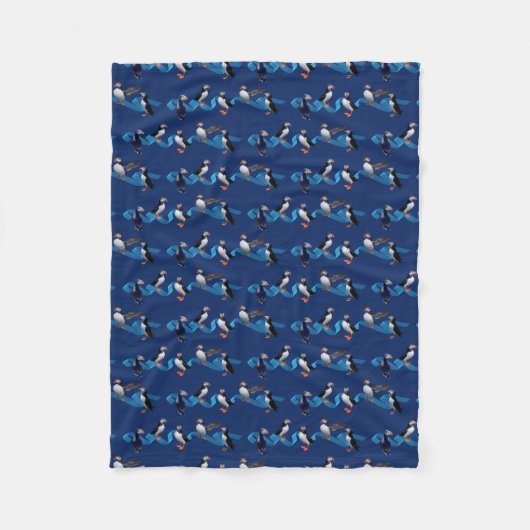 Puffin Party Fleece Blanket (marine) (Voorkant)
