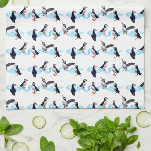 Puffin Party Kitchen Towel (kies kleur) Theedoek (Gevouwen)