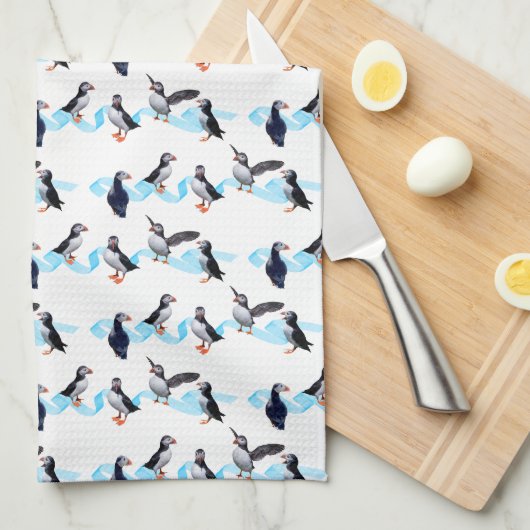Puffin Party Kitchen Towel (kies kleur) Theedoek (Quarter Fold)