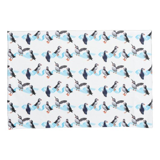 Puffin Party Pillowcase (kleur kiezen) Kussensloop (Voorkant-Rechts)