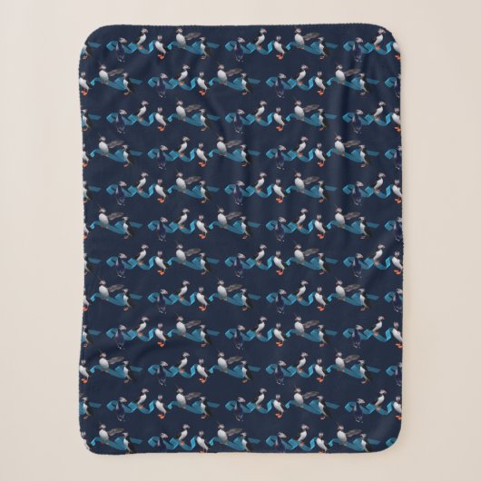 Puffin Party Sherpa Blanket (marine) Deken (Voorkant)