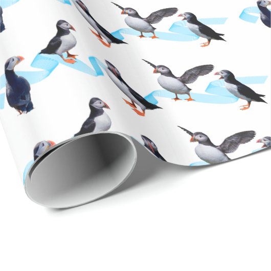 Puffin Party Wrapping Paper (kies kleur) Cadeaupapier (Rol Hoek)