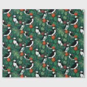 Puffin Pattern Lush Green Cadeaupapier (Vlak)
