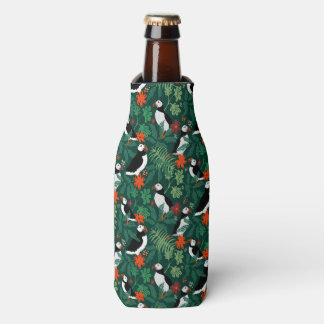 Puffin Pattern Lush Green Flesjeskoeler