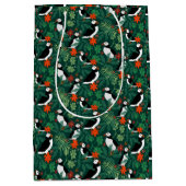 Puffin Pattern Lush Green Medium Cadeauzakje (Voorkant)