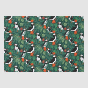 Puffin Pattern Lush Green Tissuepapier