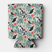 Puffin Pattern Warm Beige Blikjeskoeler (Voorkant)