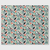 Puffin Pattern Warm Beige Cadeaupapier (Vlak)