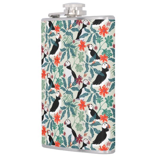 Puffin Pattern Warm Beige Heupfles (Links)