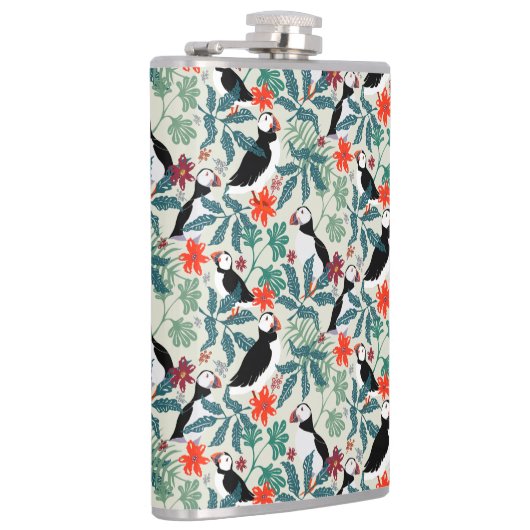 Puffin Pattern Warm Beige Heupfles (Rechts)