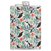 Puffin Pattern Warm Beige Heupfles (Voorkant)