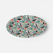 Puffin Pattern Warm Beige Papieren Bordje (Gekanteld)