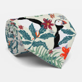 Puffin Pattern Warm Beige Stropdas (Opgerold)