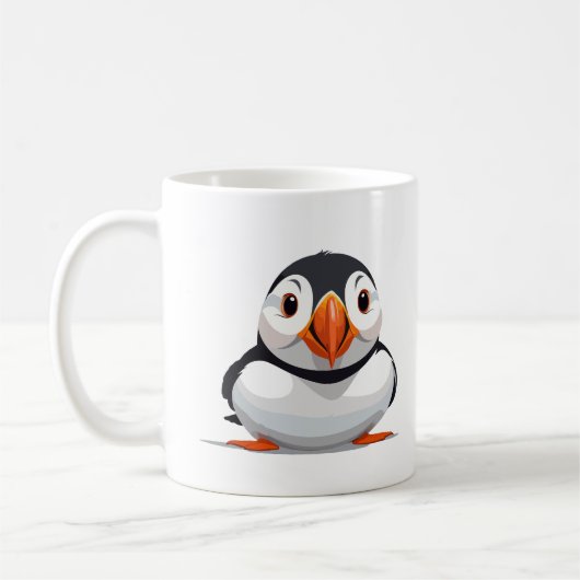 Puffin Peeking Schattigee Schattige Funny Animal C Koffiemok (Links)