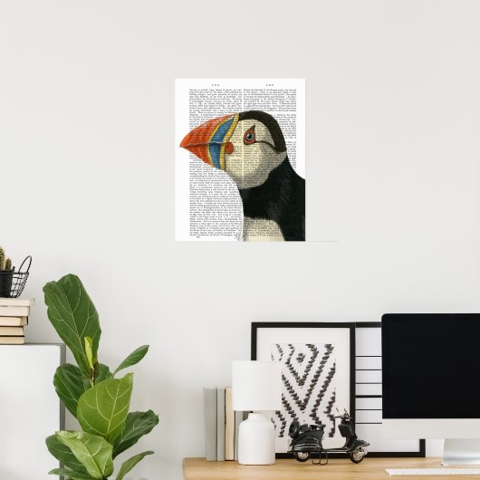 Puffin Portrait Poster (Thuiskantoor)