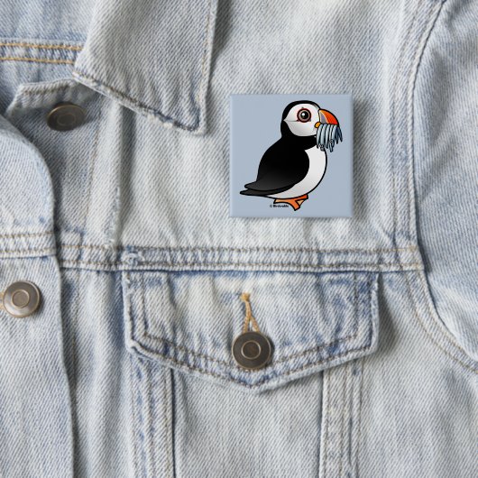 Puffin Prowess Vierkante Button 5,1 Cm (In situ)