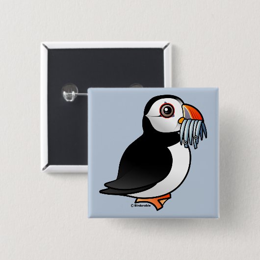 Puffin Prowess Vierkante Button 5,1 Cm (Voorkant /achterkant)