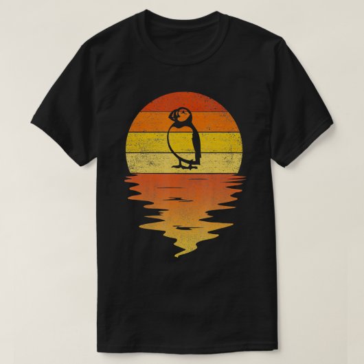 Puffin retro zonsondergang 70s Puffin T-shirt (Design voorkant)