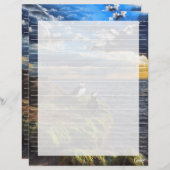 Puffin Rock Lined - 8.5" x 11" briefpapier blad (Voorkant / Achterkant)