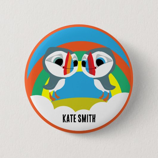 Puffin Rocks Ronde Button 5,7 Cm (Voorkant)