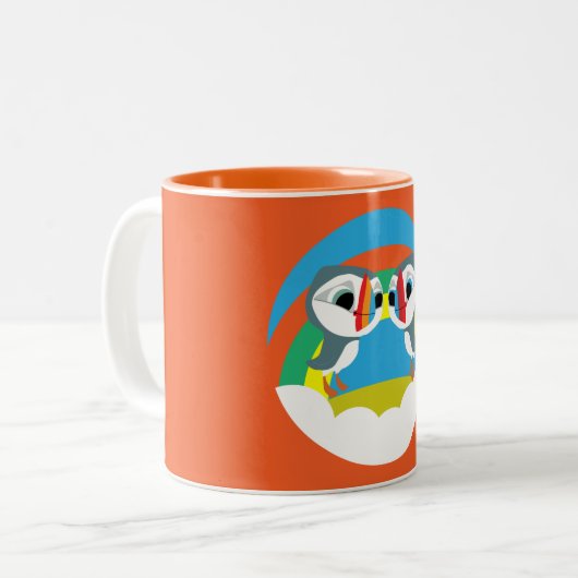 Puffin Rocks Tweekleurige Koffiemok (Voorkant links)