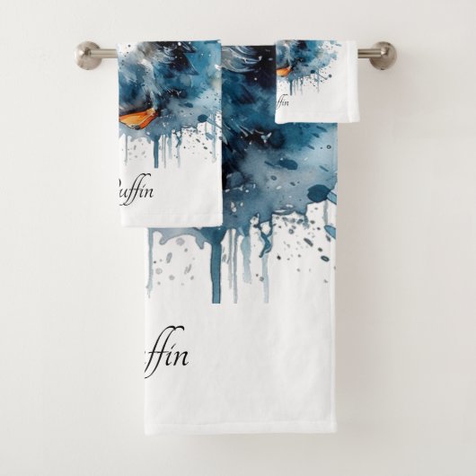 Puffin Splash, aangepast Bad Handdoek (Insitu)